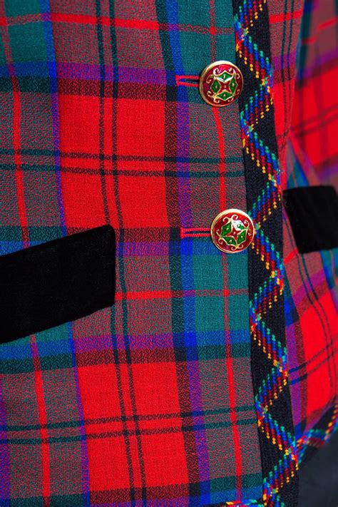 1994s Yves Saint Laurent Collector Red and Green Wool Tartan 